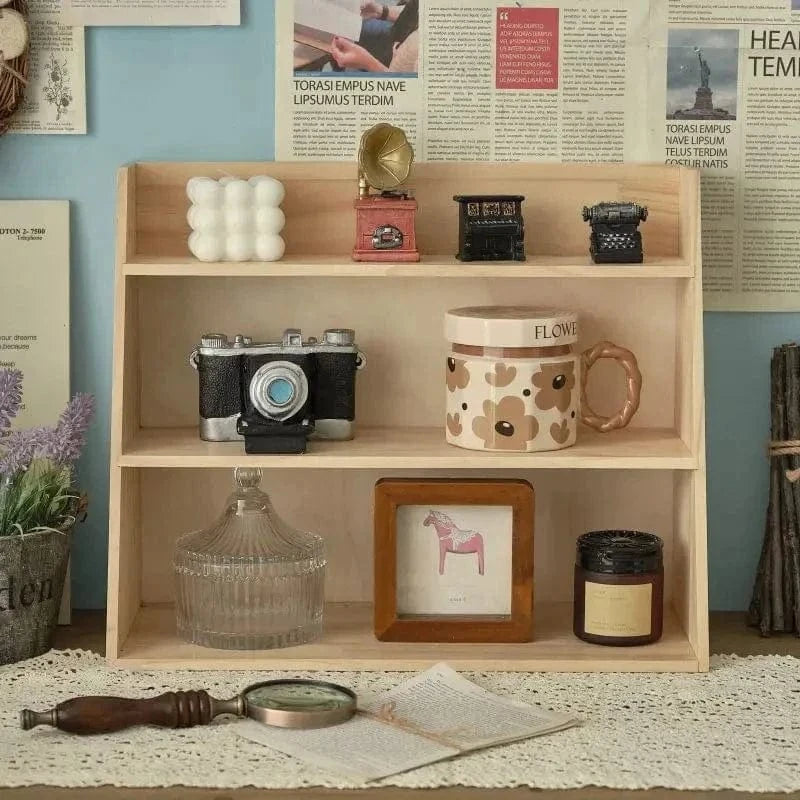 Solid Wood Cosmetics Storage Rack – Multi-Layer Desktop Organizer Box