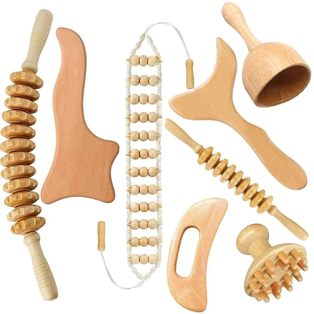 2/4/6/8PCSWooden Body Massager Set – Beech Wood Tools for Relaxation & Muscle Relief