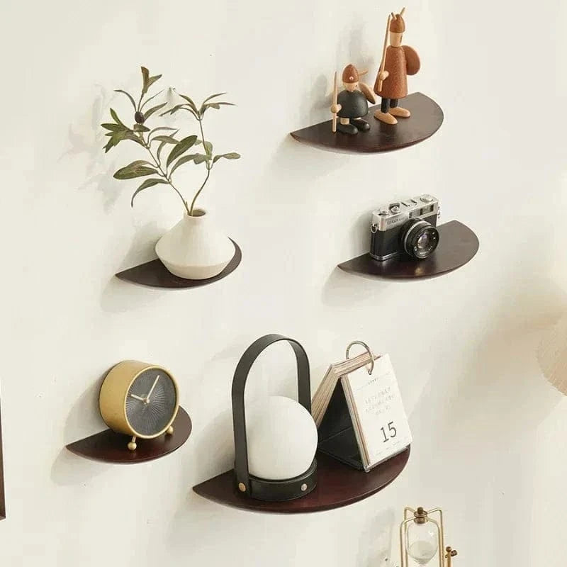 Semicircle Wooden Wall Shelf – Hanging Display Stand for Home Decoration & Storage