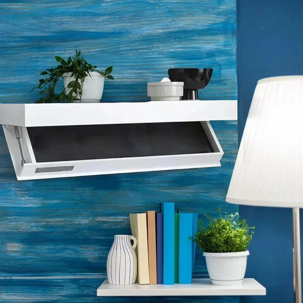 Wooden Wall Shelf with Hidden Compartment – Secret Storage Rack