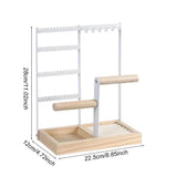 Multi-Tier Jewelry Organizer Stand with Wooden Tray – Necklace, Earring, Bracelet & Ring Display Rack