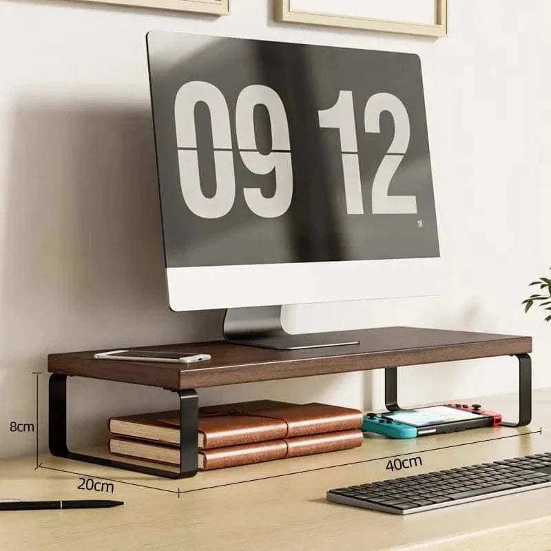 Wooden Monitor Riser Stand – Desktop Organizer & Heightening Bracket