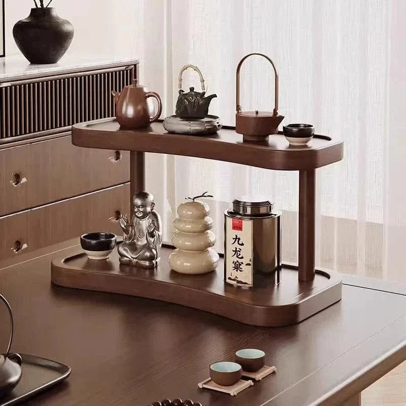 2-Tier Wooden Storage Organizer – Makeup, Mug, and Countertop Display Rack