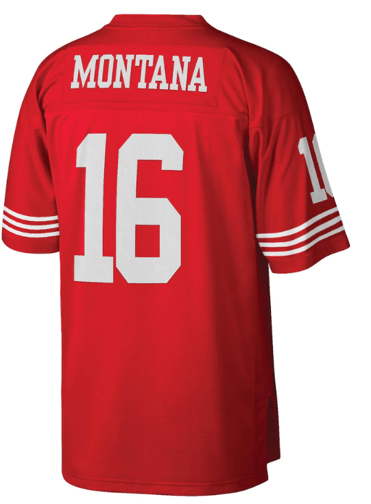 Mens San Francisco 49ers Joe Montana Mitchell & Ness Scarlet Retired Player Vintage  Jersey
