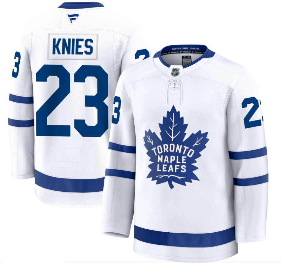 Men's Toronto Maple Leafs Fanatics White Away Premium Player Jersey - Matthew Knies