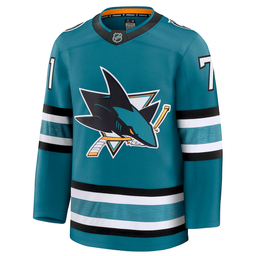Men's San Jose Sharks Fanatics Teal Home Premium NHL Hockey Jersey - Macklin Celebrini