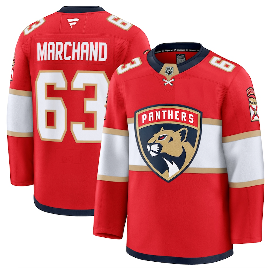 Men's Florida Panthers Fanatics Red Home Premium NHL Hockey Jersey - Brad Marchand