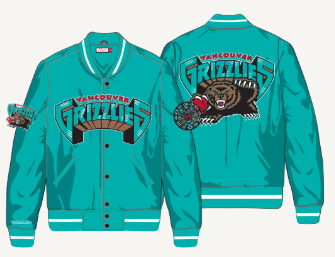 Men's Mitchell & Ness Teal Vancouver Grizzles Big Hoodie Satin Full-Snap Jacket