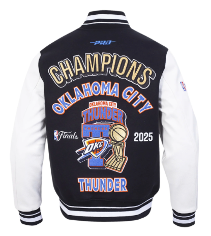 Men's NBA Finals Oklahoma City Thunder 2025 Champions Wool & Vegan Leather Varsity Jacket
