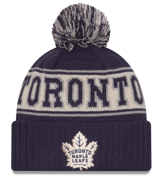 Men's Toronto Maple Leafs NHL New Era Men's Navy Retro Chill Knit Pom Hat