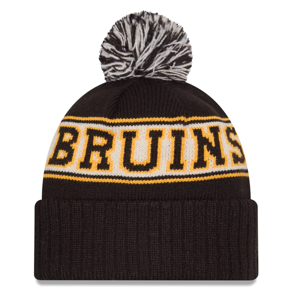 Men's Boston Bruins NHL New Era Men's Black Retro Chill Knit Pom Hat