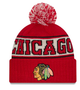 Men's Chicago Blackhawks NHL New Era Men's Red Retro Knit Pom Hat