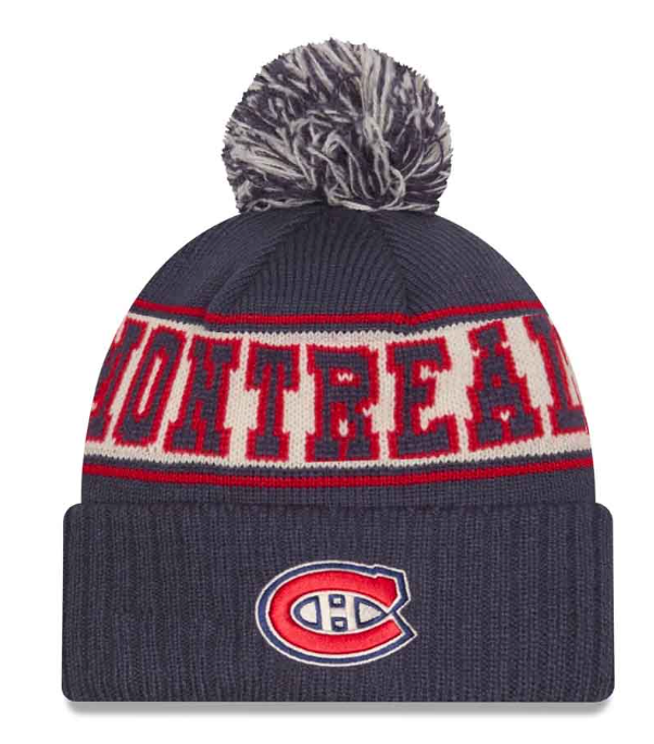 Men's Montreal Canadiens NHL New Era Navy Retro Chill Knit Pom Hat