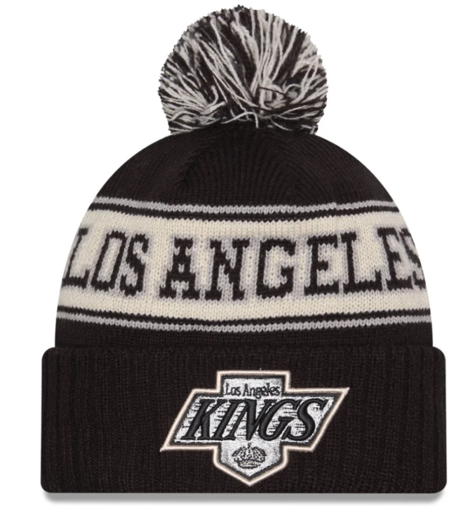 Men's Los Angeles Kings NHL New Era Black Retro Chill Knit Pom Hat