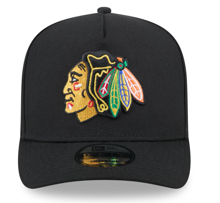 Men’s Chicago Blackhawks New Era 9FIFTY A-Frame Snapback Adjustable Hat – Black