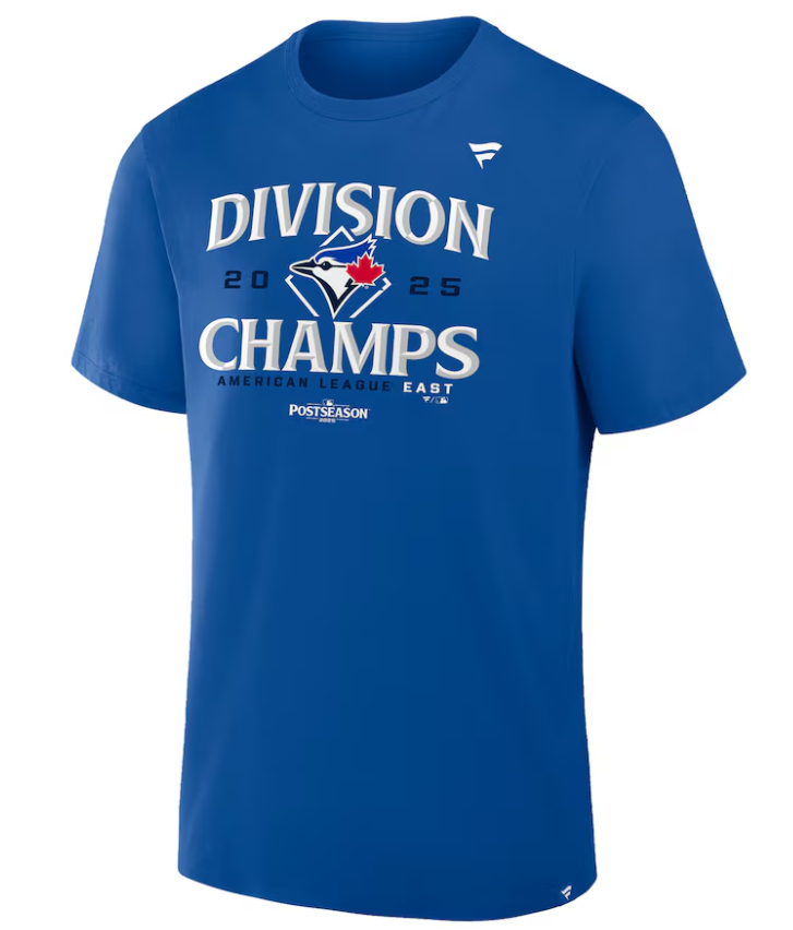 Men's Toronto Blue Jays Fanatics Royal 2025 AL East Division Champions Locker Room T-Shirt