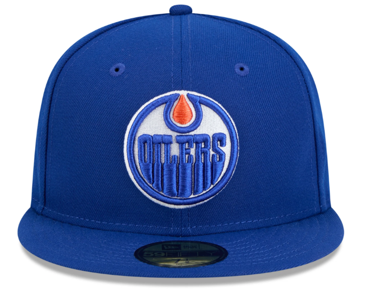 Men's Edmonton Oilers NHL Hockey New Era Core 59FIFTY Fitted Hat - Royal