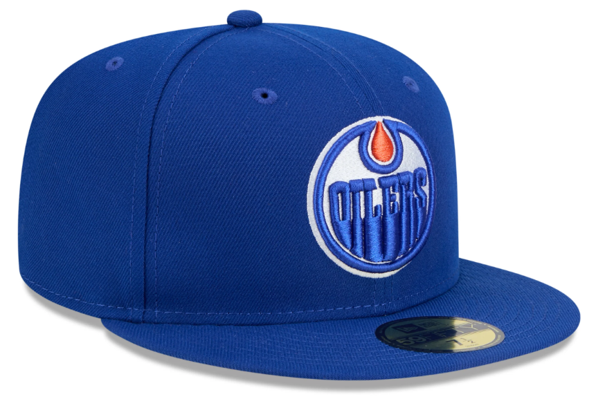 Men's Edmonton Oilers NHL Hockey New Era Core 59FIFTY Fitted Hat - Royal