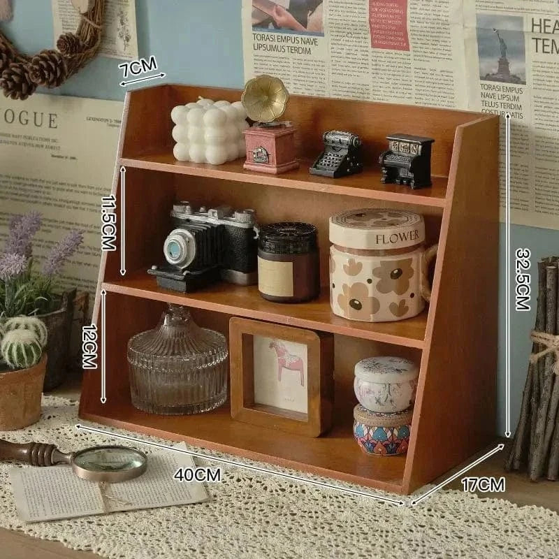 Solid Wood Cosmetics Storage Rack – Multi-Layer Desktop Organizer Box