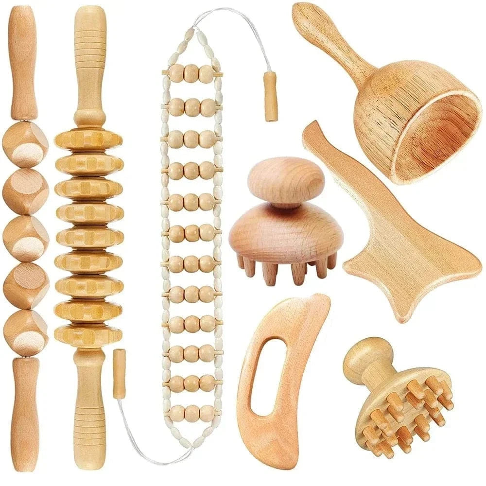2/4/6/8PCSWooden Body Massager Set – Beech Wood Tools for Relaxation & Muscle Relief