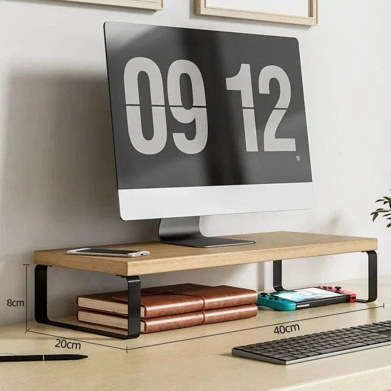 Wooden Monitor Riser Stand – Desktop Organizer & Heightening Bracket
