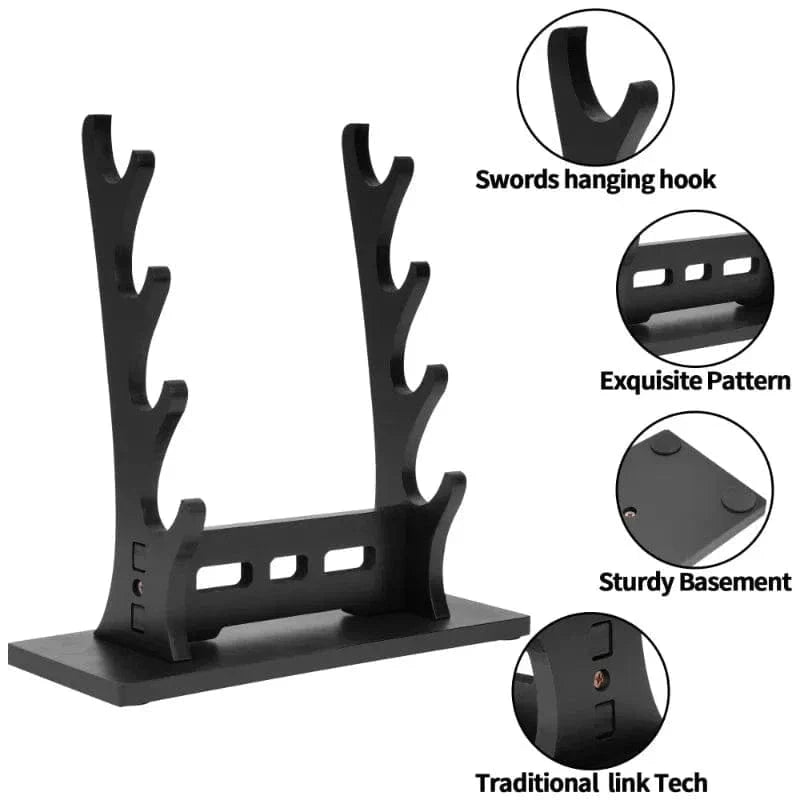 Wooden Katana Sword Holder Stand – 5-Tier Weapon Display Rack
