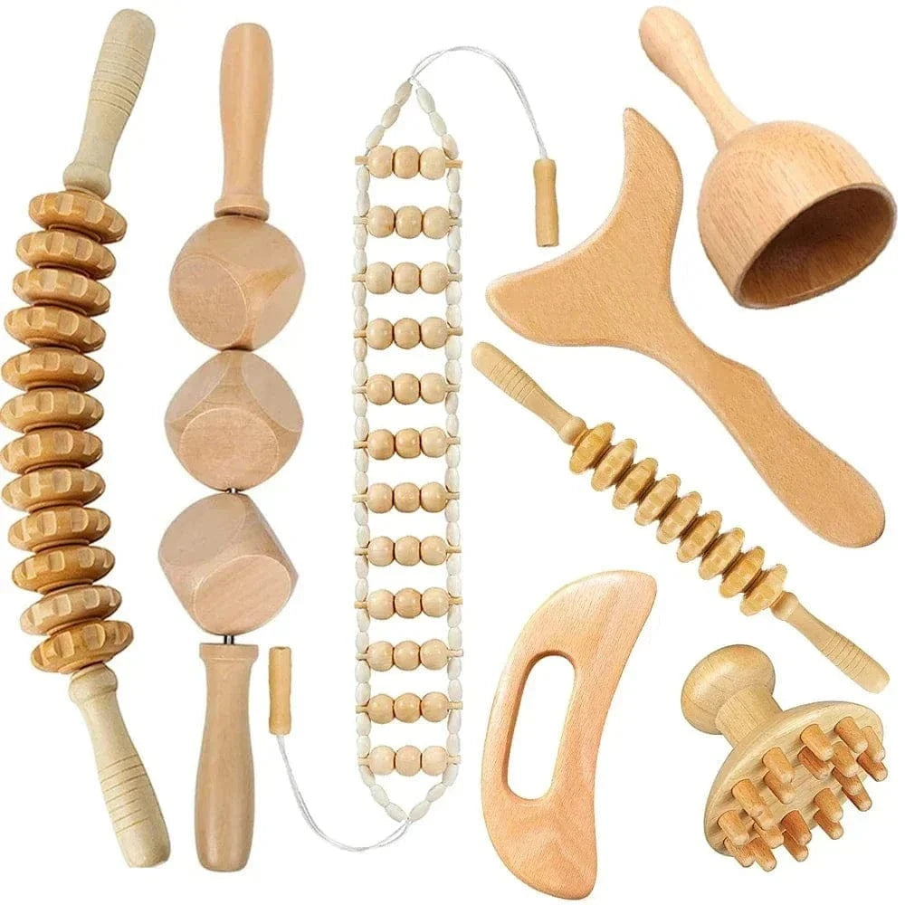 2/4/6/8PCSWooden Body Massager Set – Beech Wood Tools for Relaxation & Muscle Relief