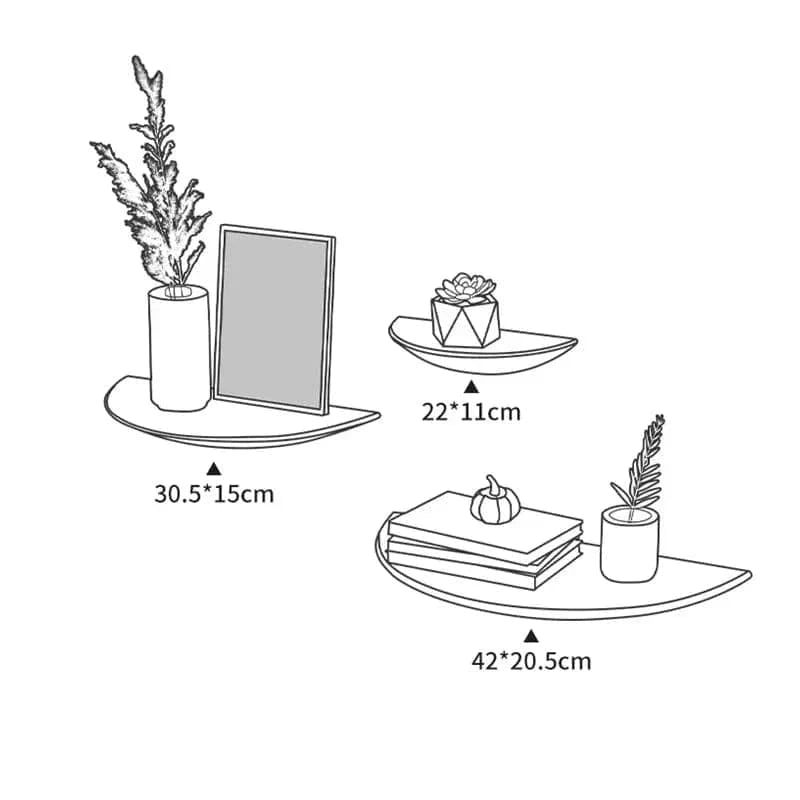 Semicircle Wooden Wall Shelf – Hanging Display Stand for Home Decoration & Storage