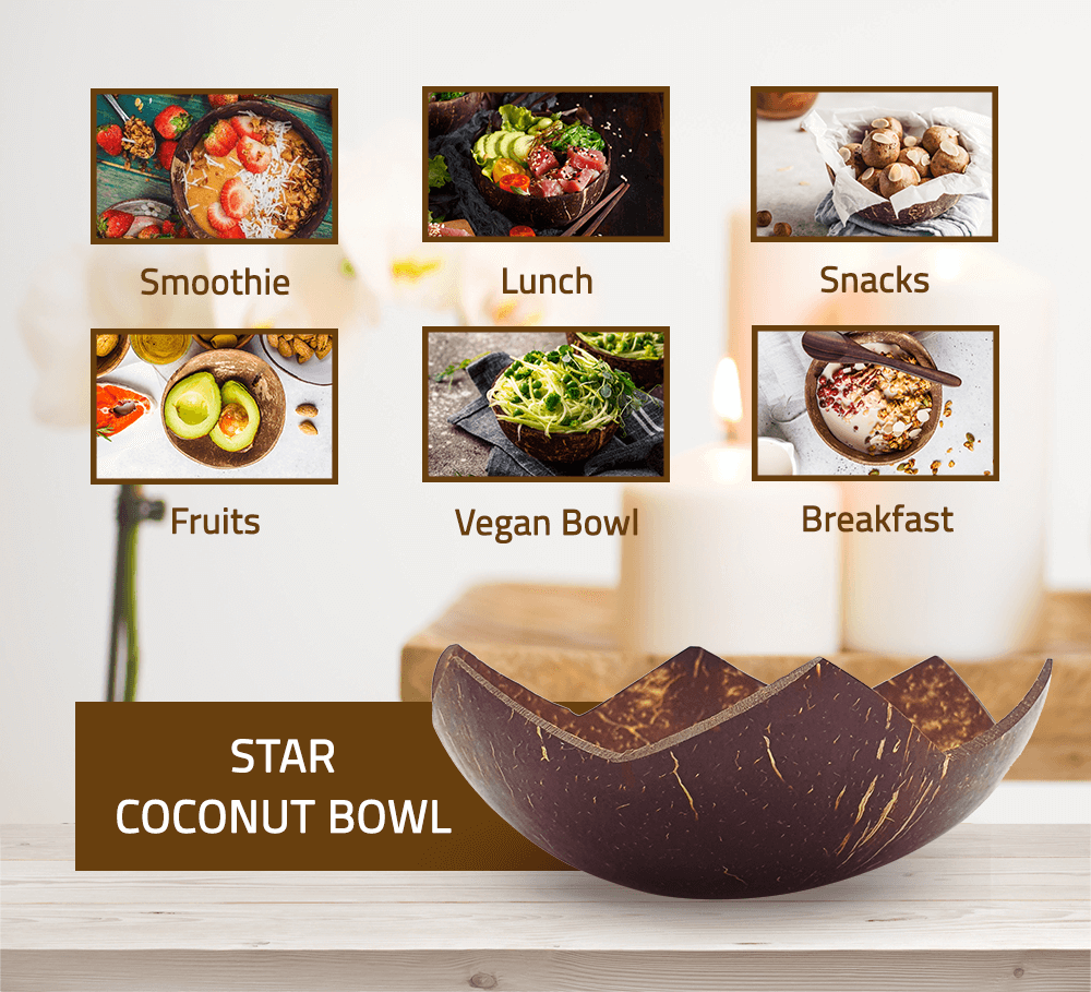 Star Coconut Bowls Kitchen Serve Set of 2