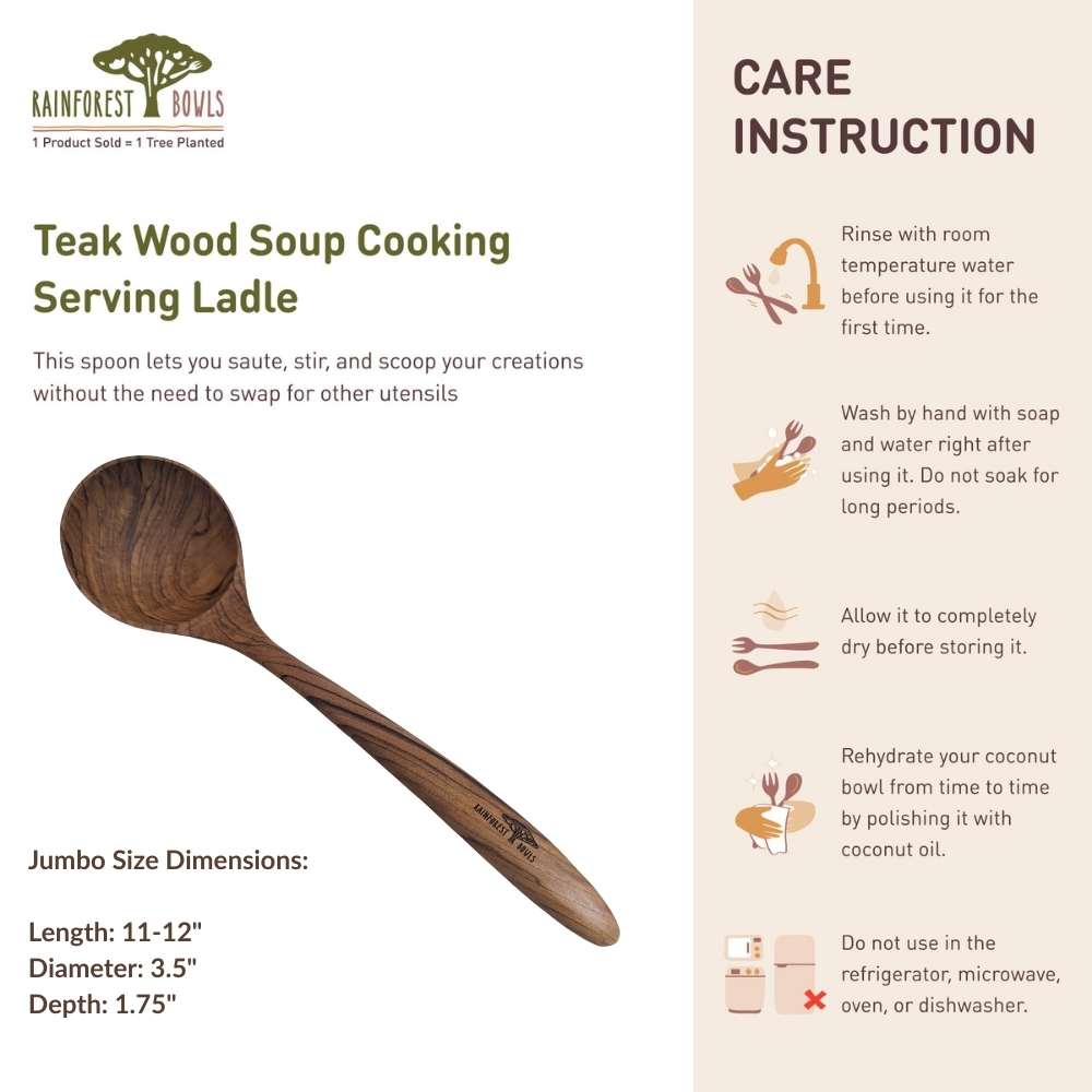Teak Wood Soup Cooking Serving Ladles