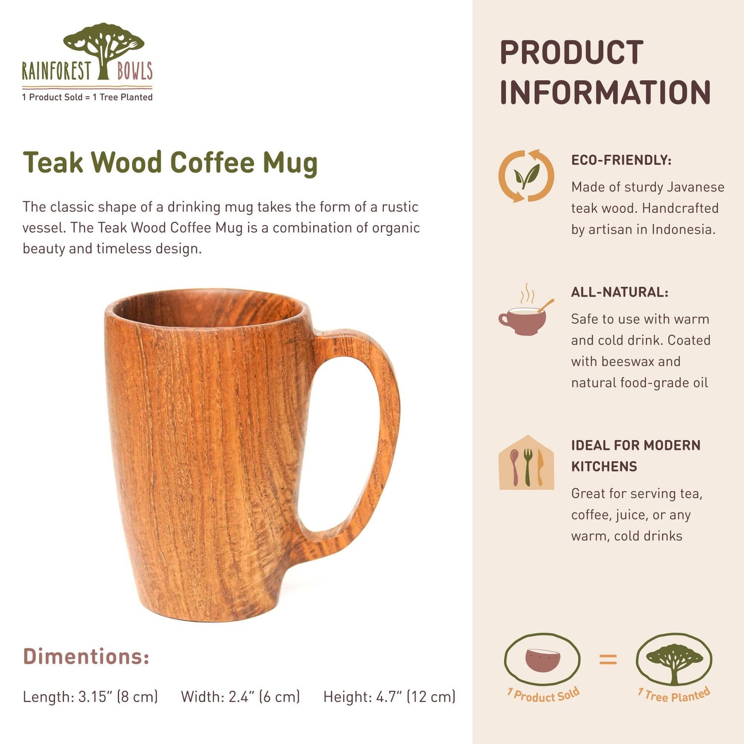 Teak Wood Coffee Mug