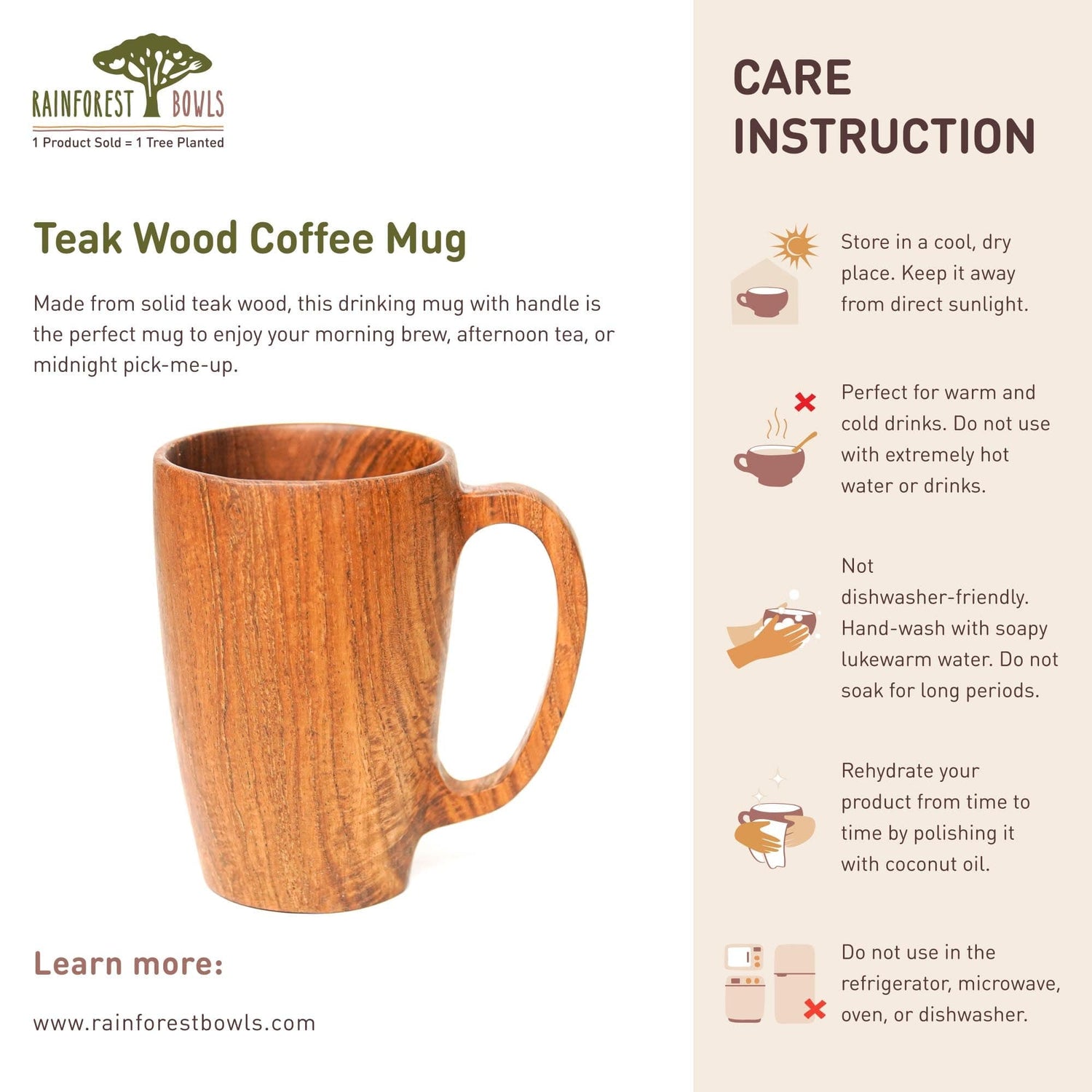 Teak Wood Coffee Mug