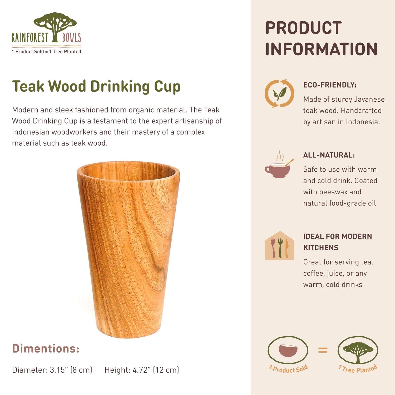 Teak Wood Drinking Cup