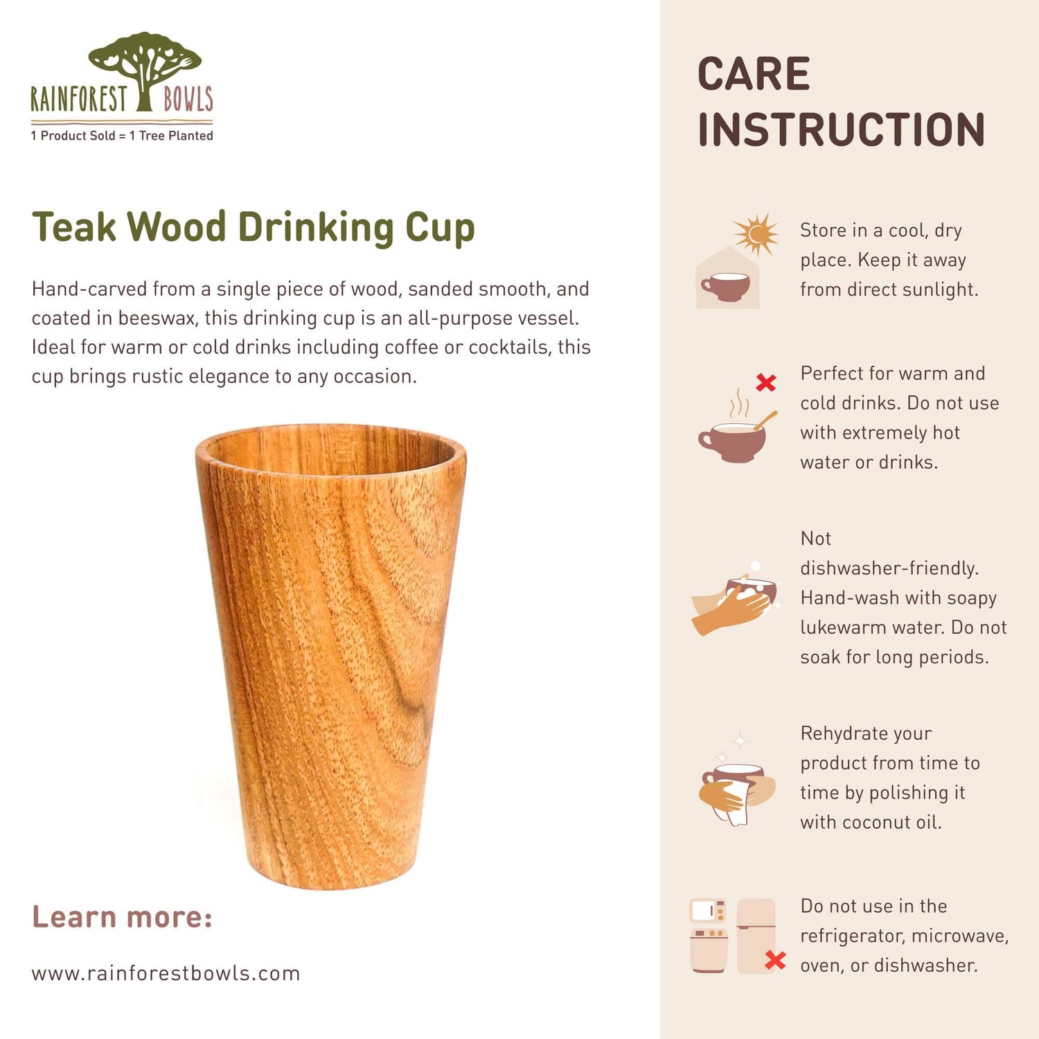 Teak Wood Drinking Cup
