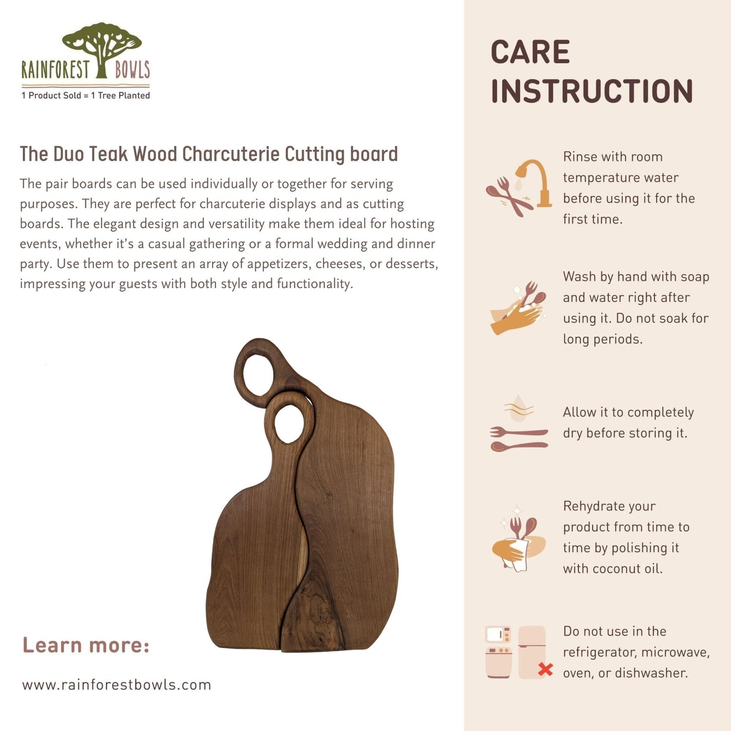 The Duo Teak Wood Charcuterie Cutting Board