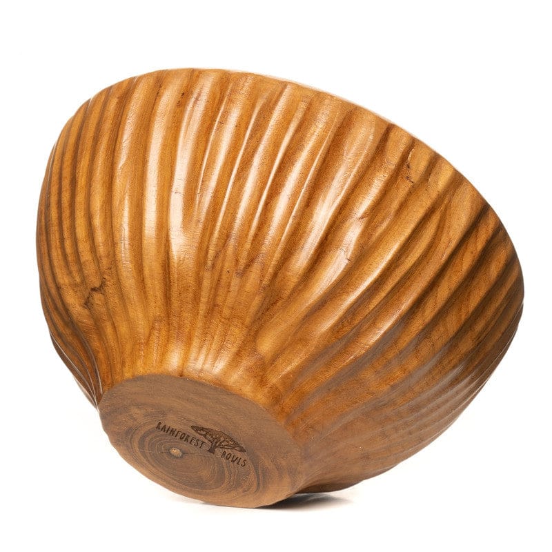 Vertical Carved Shiruwan Teak Wood Soup Bowl