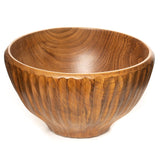 Vertical Carved Shiruwan Teak Wood Soup Bowl