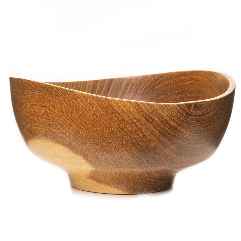 Wavy Menbachi Teak Wood Noodle Bowl - Jumbo