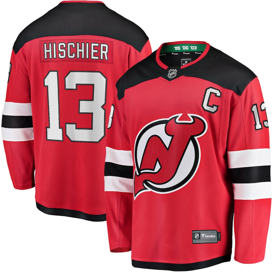 Nico Hischier New Jersey Devils   Captain Patch Home Breakaway Jersey - Red