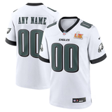 Men's Philadelphia Eagles Nike Midnight White Super Bowl LIX Custom Game Jersey