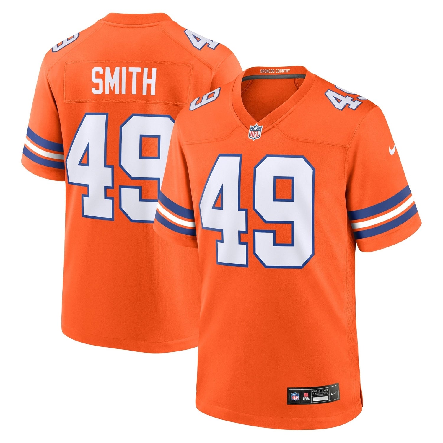 Dennis Smith Denver Broncos Nike Mile High Collection 1977 Throwback Retired   Game Jersey - Orange