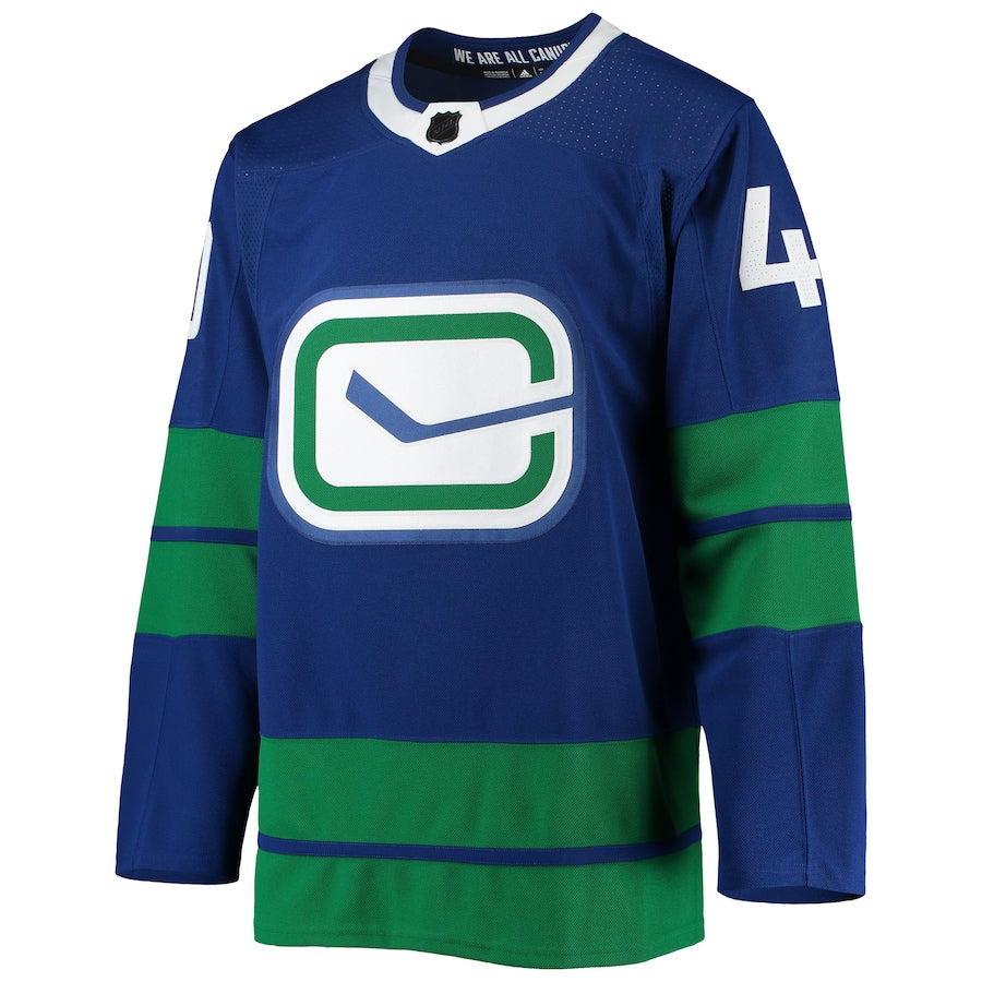 Men's Vancouver Canucks Elias Pettersson adidas Blue 2020/21 Authentic Alternate Player Jersey
