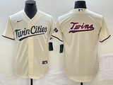 Men's Minnesota Twins Beige Alternate  Team Logo Jersey