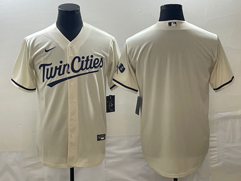 Men's Minnesota Twins Beige Alternate  Team Blank Jersey