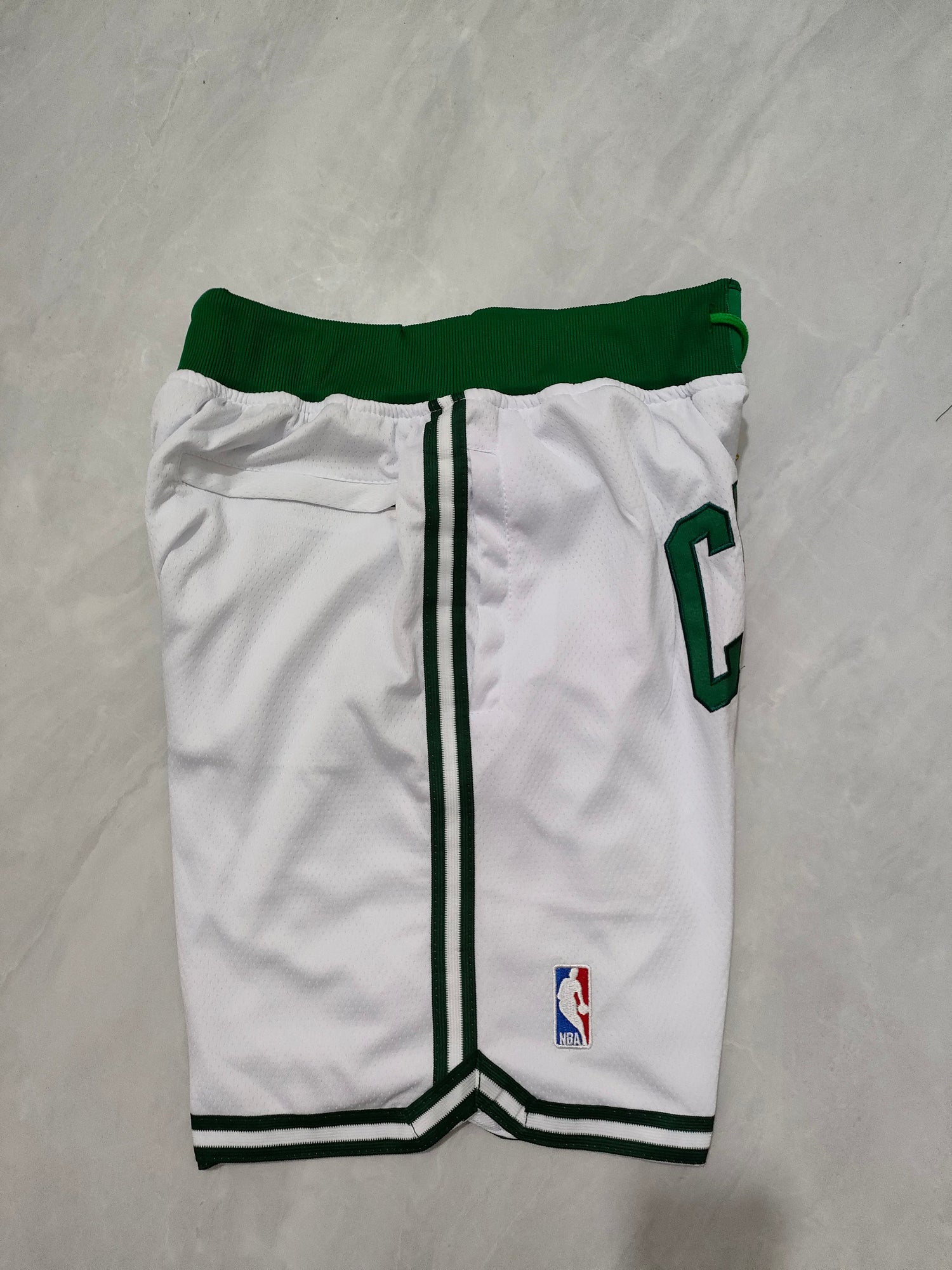 JUST DON Boston Celtics White Pocket Shorts