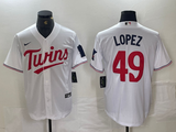 Men's Minnesota Twins Pablo Lopez #49 White Home  Player Jersey