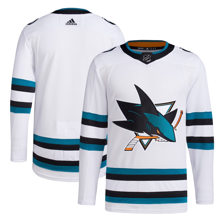 Men's San Jose Sharks adidas White Away Primegreen Authentic Jersey