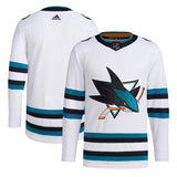 Men's San Jose Sharks adidas White Away Primegreen Authentic Jersey