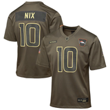 Youth Denver Broncos Bo Nix Nike Olive 2025 Salute to Service Game Jersey