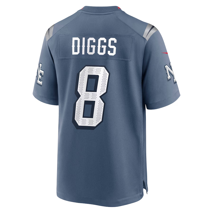Men's New England Patriots Stefon Diggs Nike Storm Blue 2025 Rivalries Collection Game Jersey
